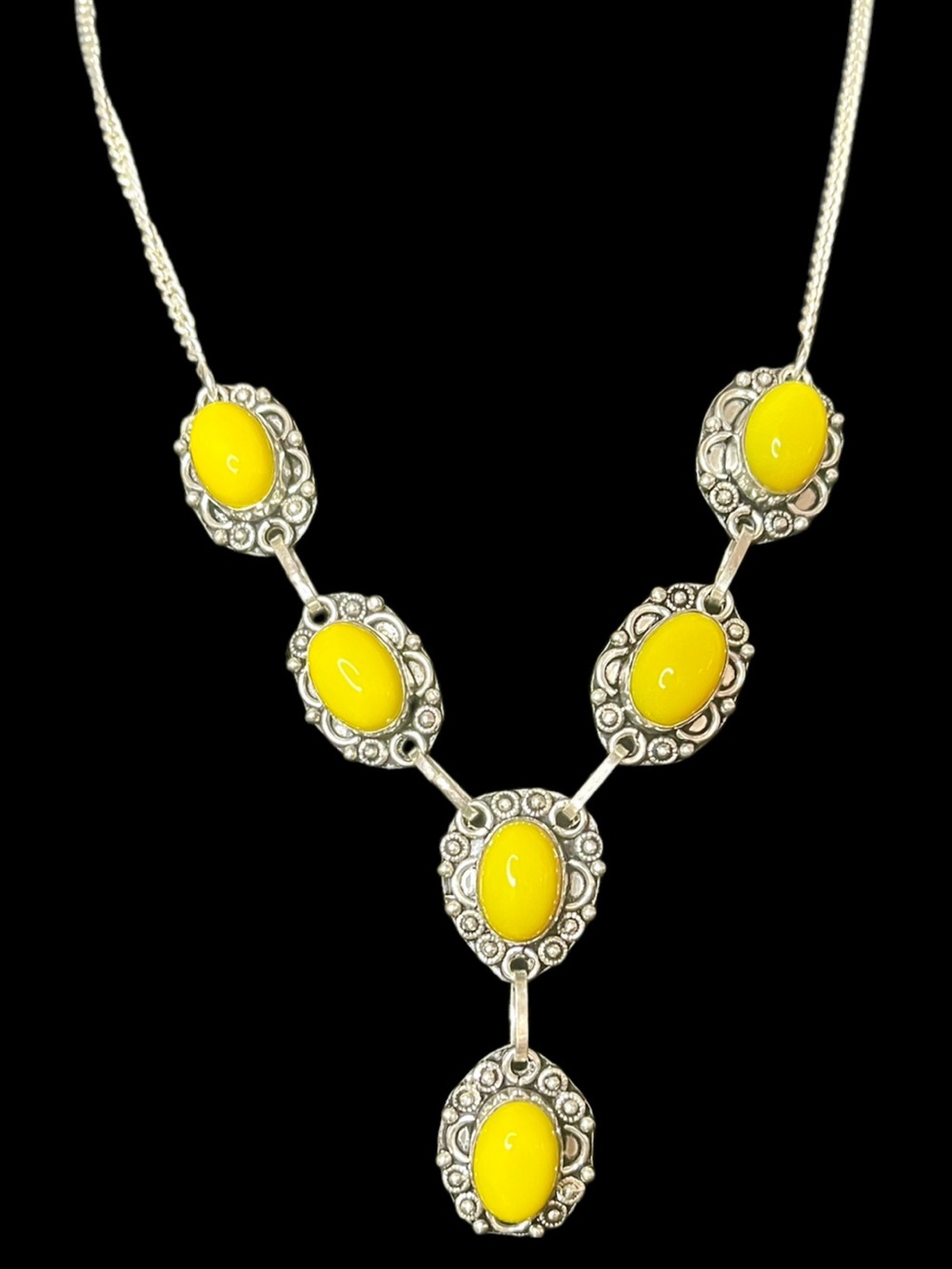 Yellow Jasper 925 Sterling Silver Y Necklace NWT